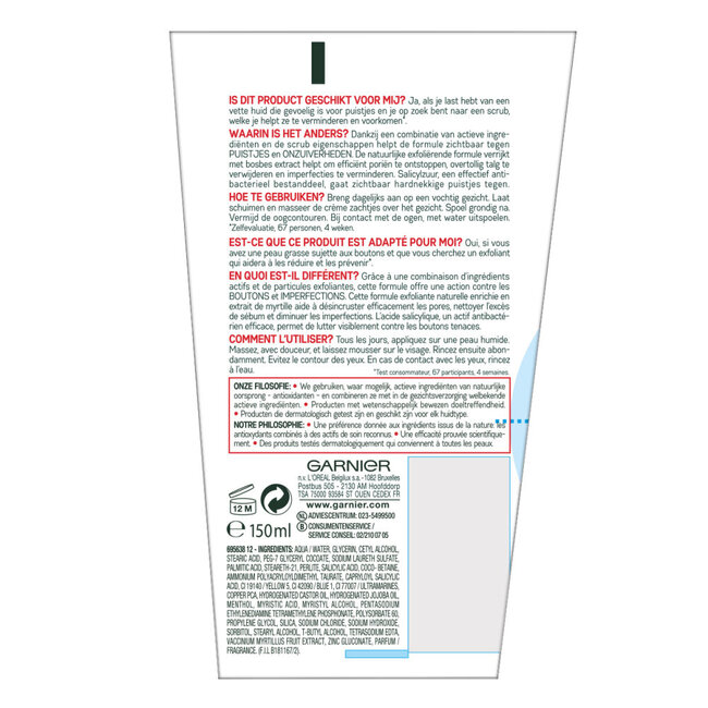 Garnier Skin naturals pure active scrub  150 Milliliter