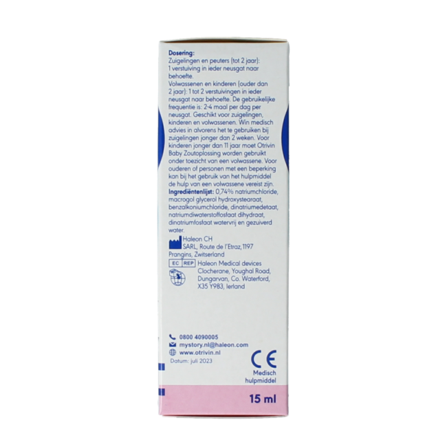 Baby-Kochsalzlösungsspray 15 Milliliter