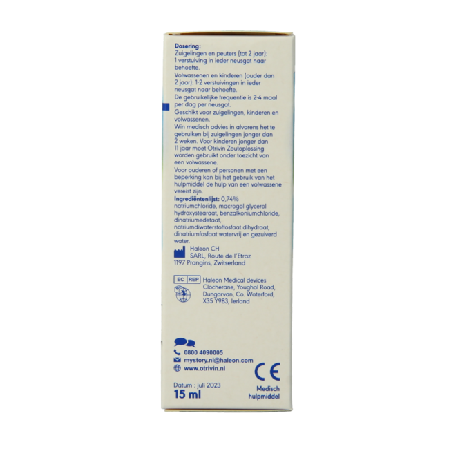 Saline solution nasal spray 15 Millilitres