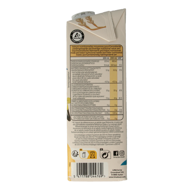 Bebida de arroz con vainilla bio Lima 1 Litro