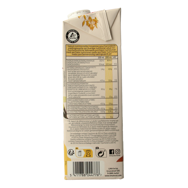 Lima Organic Oat Drink Vanilla 1 Litre