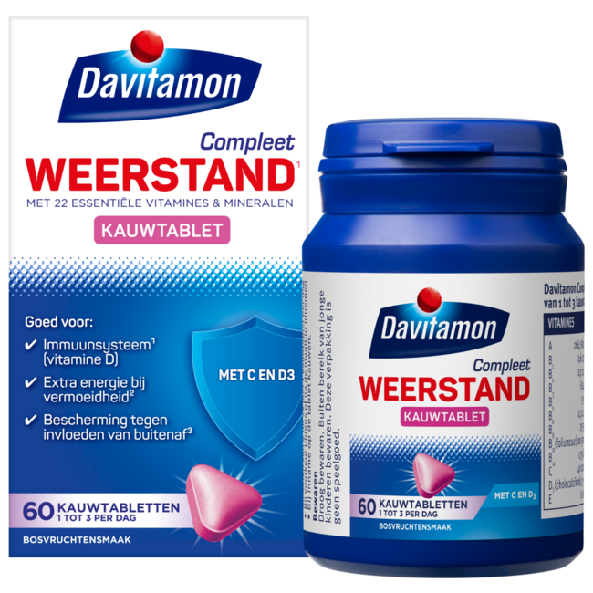 Compleet weerstand kauwvitamines bosvruchten 60 comprimés