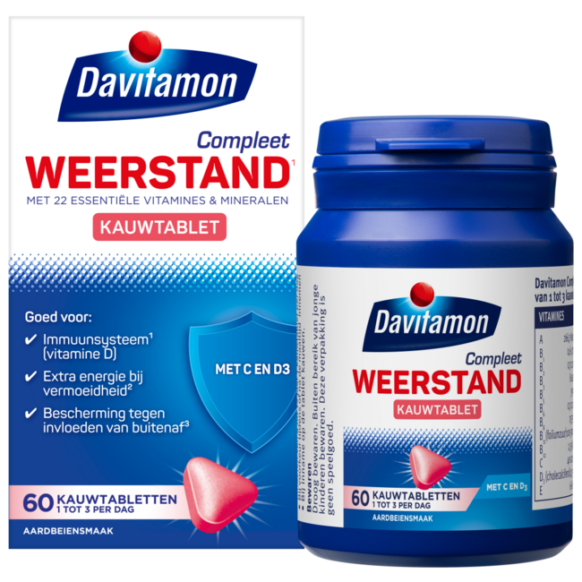 Vitaminas masticables resistencia completa fresa 60 comprimidos masticables