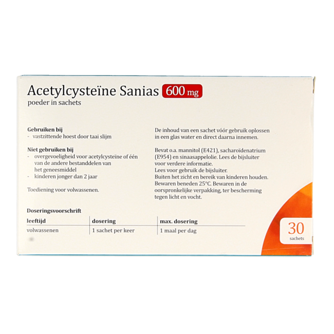 Acétylcystéine 600 mg sachets 3 g 30 sachets