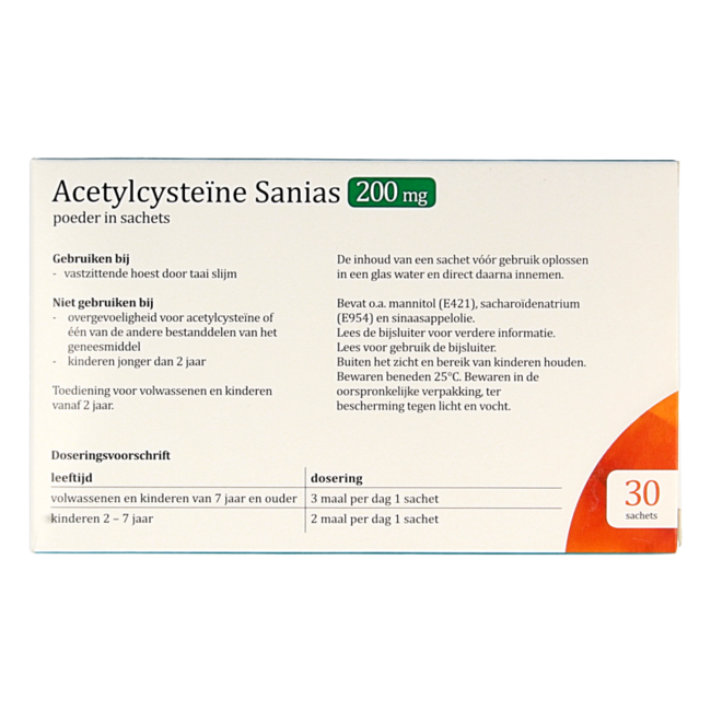 Sanias Acetylcysteine 200mg 30 Sachets