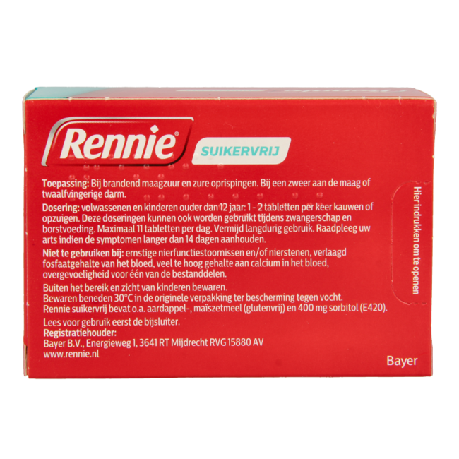 Rennie Sans Sucre 72 Comprimés