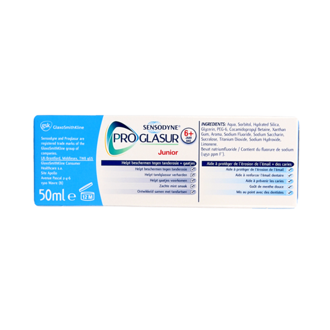 Sensodyne Dentifrice Proglasur Junior 6+ 50 Millilitres