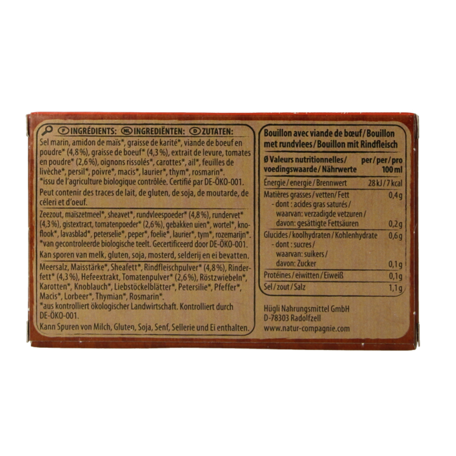 Natur Compagnie Rundvleesbouillon blokjes bio 8 Stuks