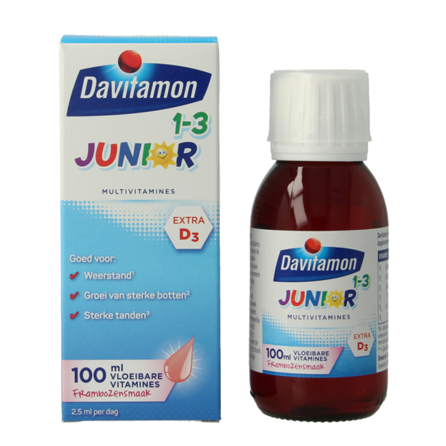 Junior 1+ płynne witaminy malinowe 100 mililitrów