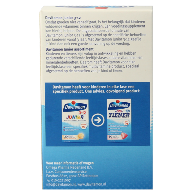 Junior 3-12 multifruit 120 Chewable tablets