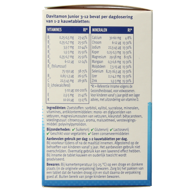Junior 3-12 multifruit 120 Chewable tablets