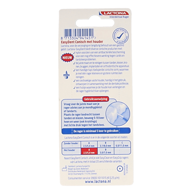 Szczoteczki międzyzębowe Easygrip typ A 2,5-5mm, 6 sztuk