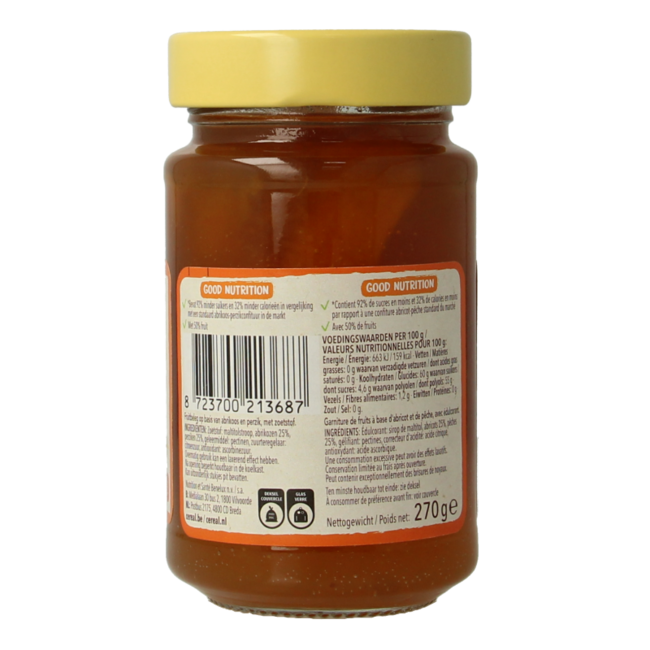 Mermelada Cereal de Albaricoque y Melocotón 270 Gramos