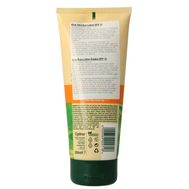 Optima Aloe Pura Sunprotect SPF 15 Organic Aloe Vera 200ml
