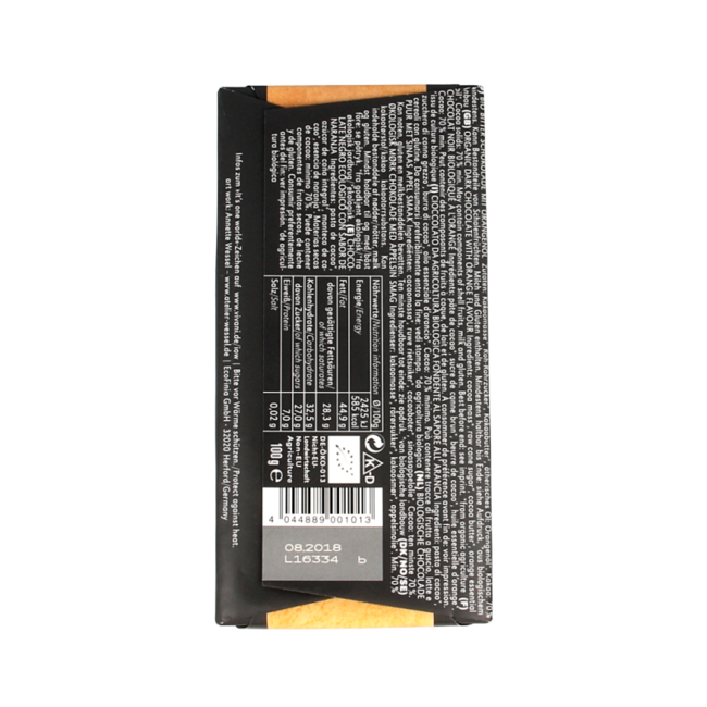 Vivani Chocolate negro con naranja bio 100 Gramos