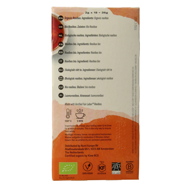 Numi Rooibos Bio 18 Bolsitas