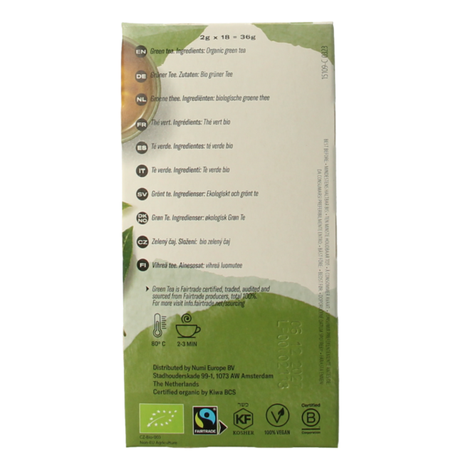 Tè Verde Gunpowder Bio Numi 18 Bustine