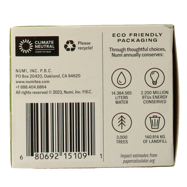 Té Verde Gunpowder Bio Numi 18 Bolsitas