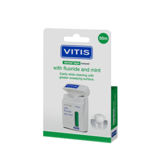 Vitis Vitis Cinta dental encerada con flúor y menta 50 metros 1 unidad