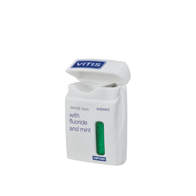 Vitis Cinta dental con cera flúor menta verde 50 metros 1 unidad