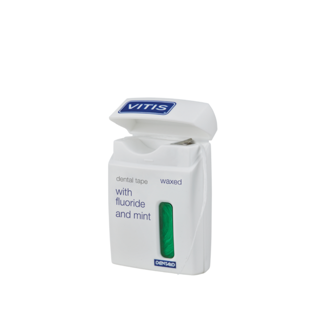 Vitis Tape ruban dentaire ciré au fluor et à la menthe vert 50 m 1 unité