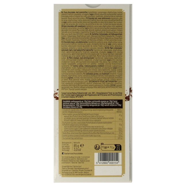 Schoko Stevia Tafel Luxus Zartbitter 85 Gramm