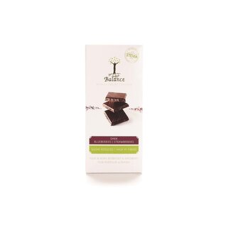 Balance Tableta de chocolate Balance con stevia puro arándano fresa 85 gramos