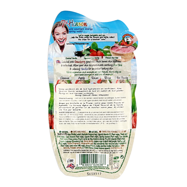 Mascarilla facial Montagne 7th Heaven Strawberry Souffle 15 mililitros