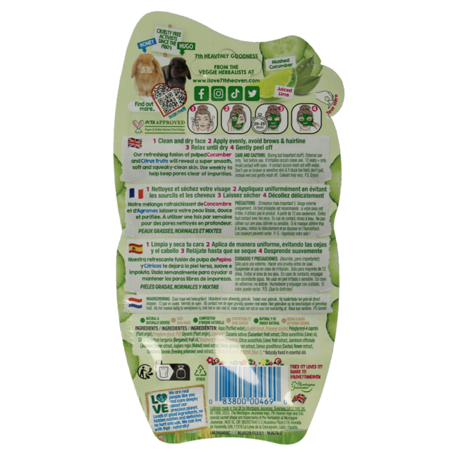 Maschera viso peel-off al cetriolo Montagne 7th Heaven 10 Millilitri