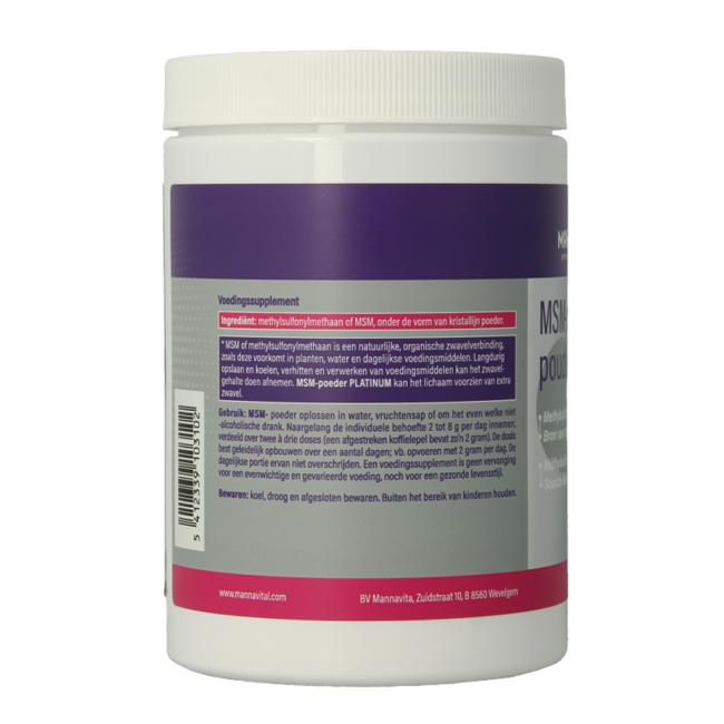 Mannavital MSM Pulver Platinum 500 Gramm