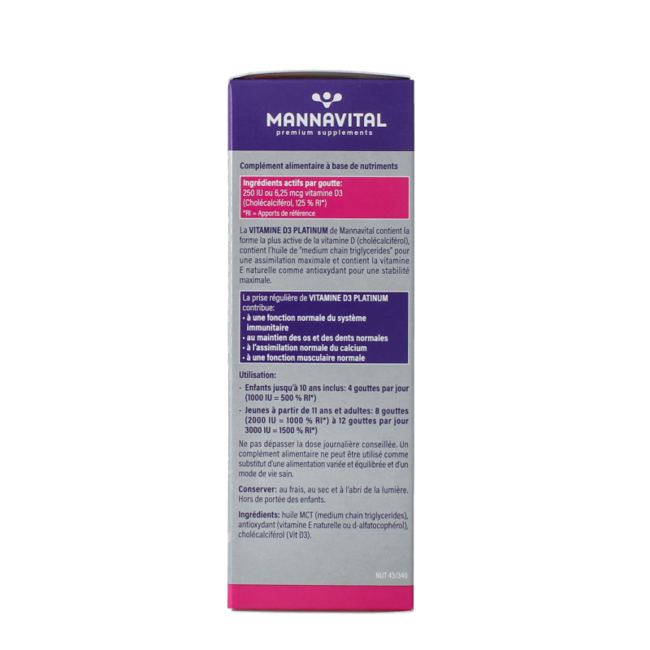 Mannavital Vitamine D3 Platinum 100 ml