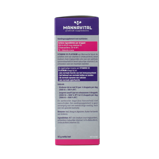 Mannavital Vitamina D3 platinum 100 mililitros