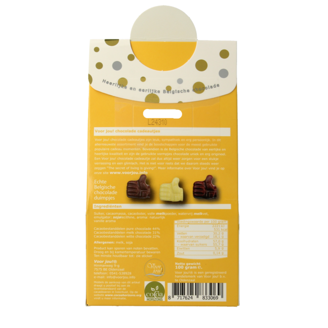 Voor Jou! Cadeau doos young duimpjes topper 100 Gram