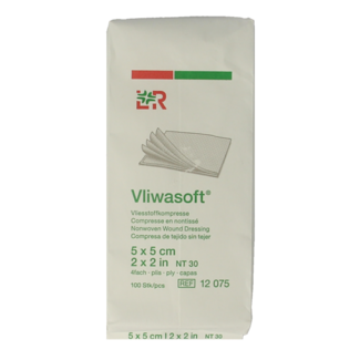 Vliwasoft Vliwasoft Non-woven Compress 5 x 5cm 4-ply 100 Pieces