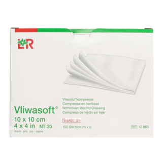 Vliwasoft Vliwasoft Compresses en non-tissé 10 x 10 cm 4 plis 75 x 2 pièces 150 pièces