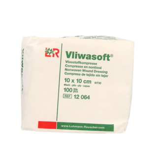 Vliwasoft Compresa de tejido no tejido 10 x 10 cm 4 capas 100 unidades