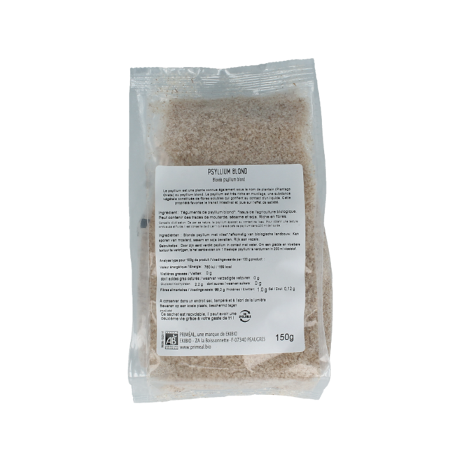 Primeal Psyllium rubio con cáscara bio 150 Gramos