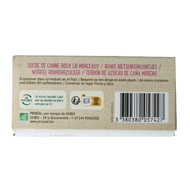 Primeal Morceaux de sucre de canne roux bio 1 kg