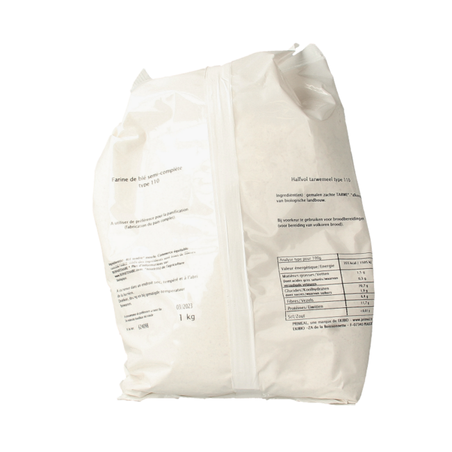 Primeal Half volkoren tarwemeel borsa 110 bio 1 Kilogram