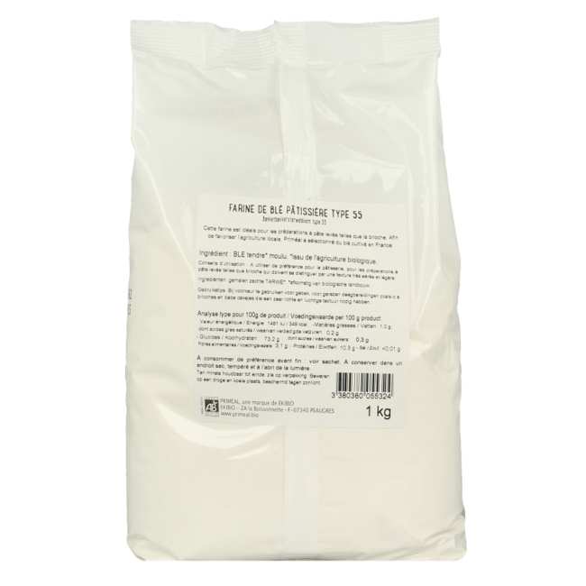 Primeal Harina de trigo de repostería T55 ecológica 1 kg