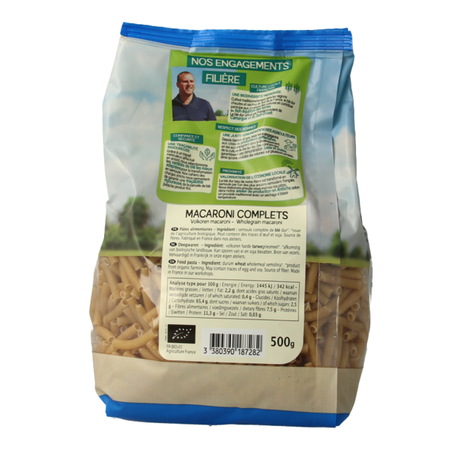 Organic wholewheat macaroni 500g