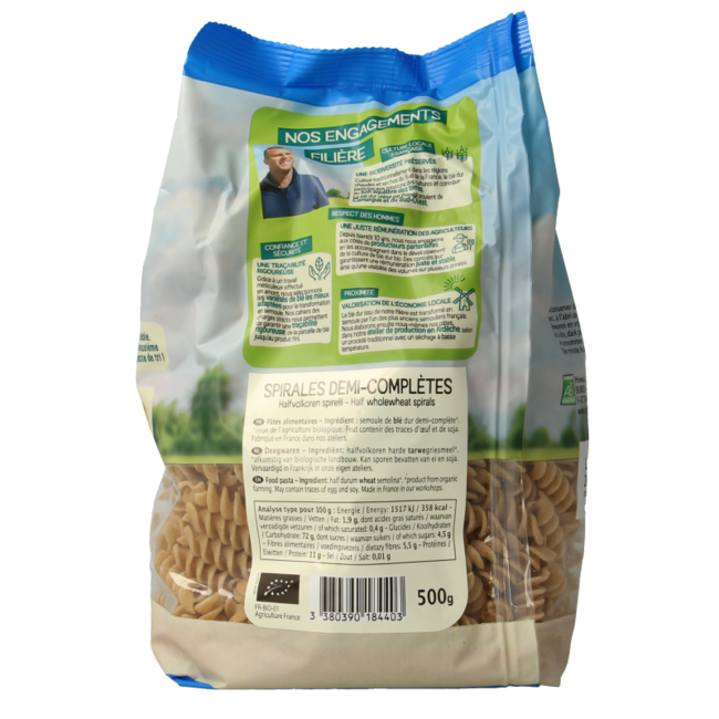 Primeal Halbvollkorn-Spiralen Bio 500 Gramm