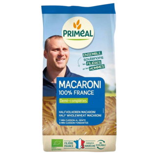 Primeal Primeal Makaron półpełnoziarnisty (macaroni) bio 500 gramów