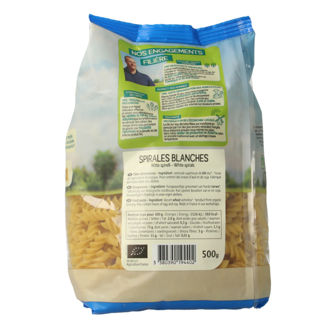 Primeal Spirelli blancos bio 500 gramos