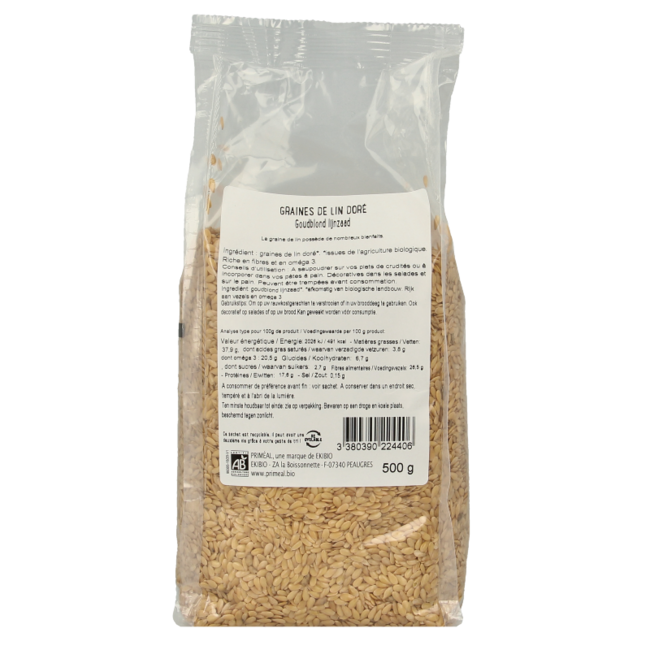 Primeal Golden flaxseed organic 500 Gram