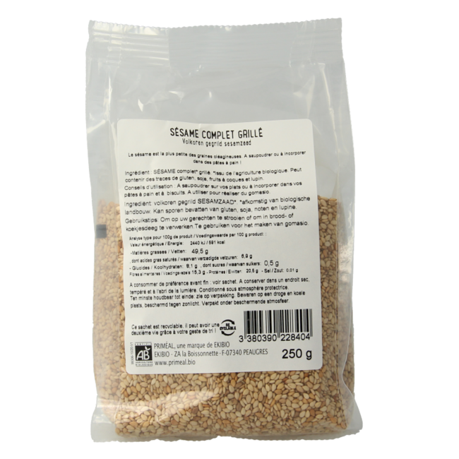 Primeal Semillas de sésamo integral tostadas bio 250 gramos