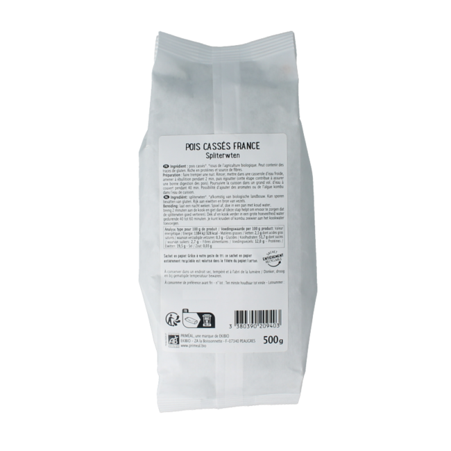 Primeal guisantes partidos bio 500,00 gramos