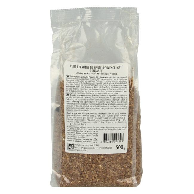 Primeal organic einkorn wheat bulgur from Haute-Provence 500g