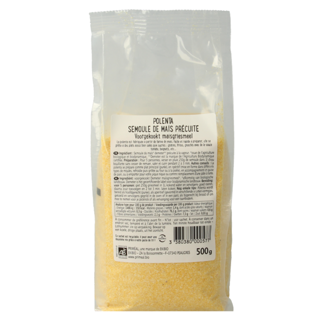 Primeal Polenta sémola de maíz precocida bio 500 gramos