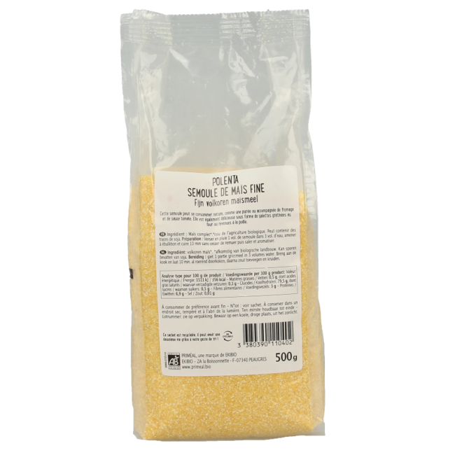 Primeal Organic Fine Wholemeal Polenta Cornmeal 500g